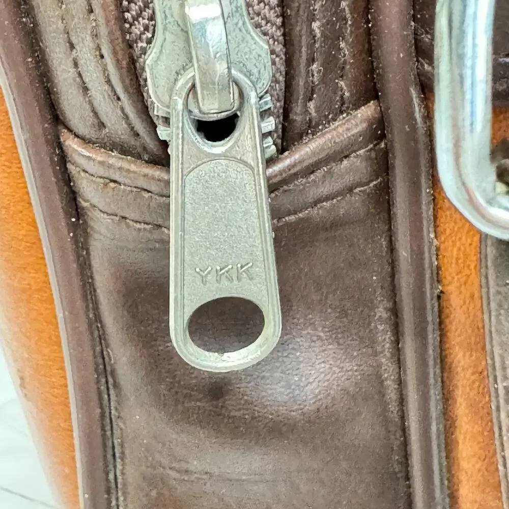 Vintage Camera Bag Two Tone Brown Shoulder Strap Taiwan ROC Retro 70s Synthetic